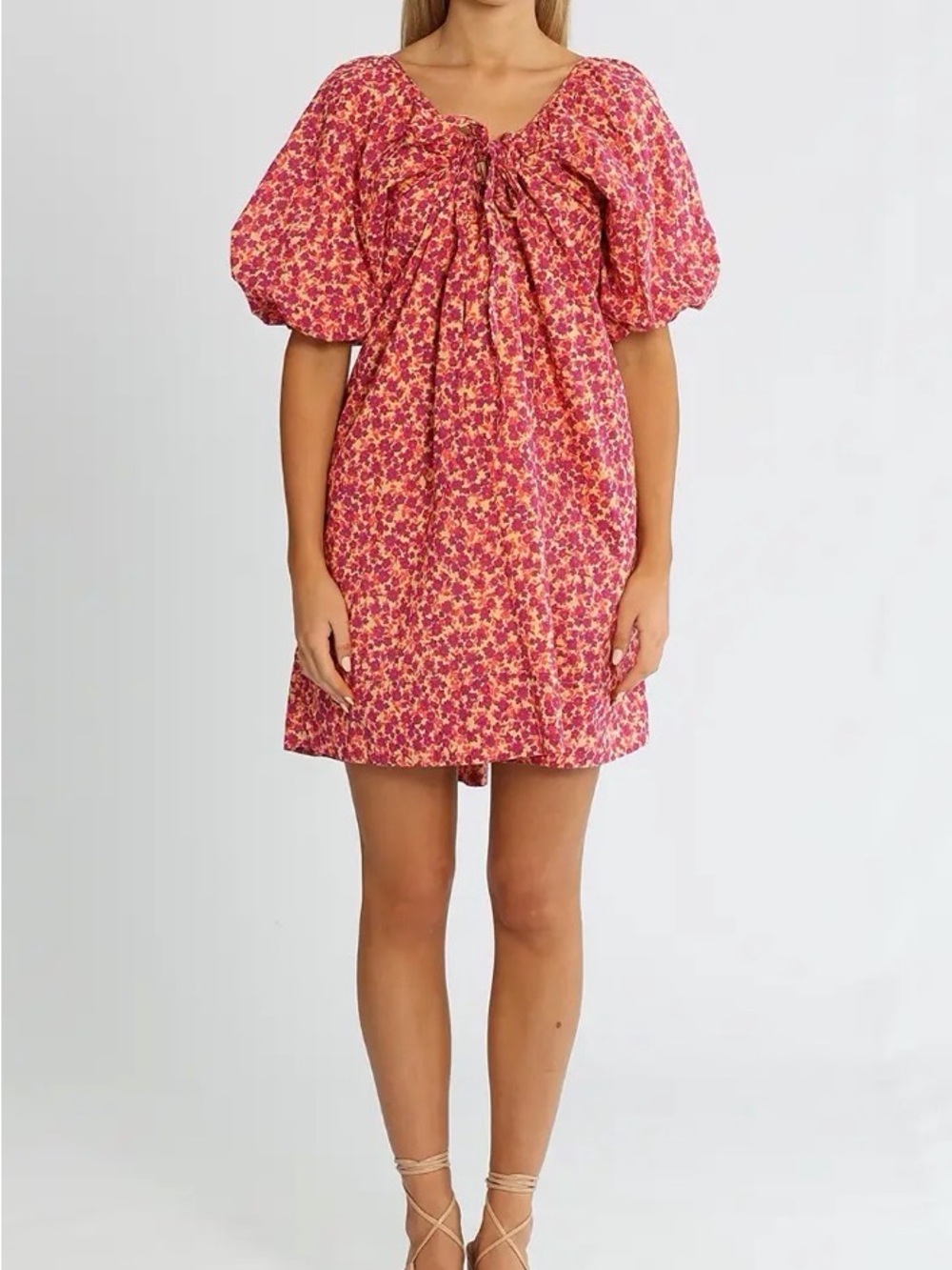 Bohemian Traders Floral Puff-Sleeve Dress